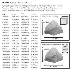 Classic Faux Rock Model 101 application measurements