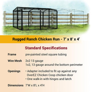 OverEZ Regular 8' Chicken Run dimensions 