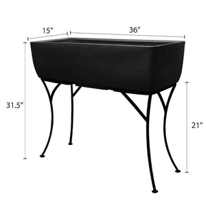 36 Inch Planter with Stand in Black