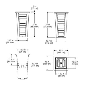 Lakeland 28in Tall Planter dimensions 