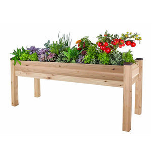 Elevated Cedar Planter (23" x 72" x 30") with plants growing