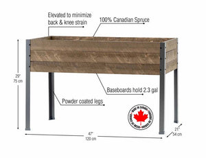 Elevated Spruce Planter (21" x 47" x 30") features
