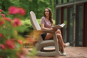 Rockaway Heavy Duty All-Weather Outdoor Rocking Chair on back patio