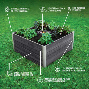 Urbana 4x4 Keyhole Composting Garden slate diagram