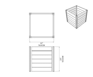 Urbana 22" Cube Planter dimensions