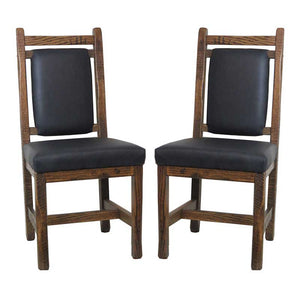Barnwood Dining Chairs Leather Back & Seat - Set of 2