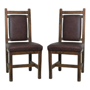 Barnwood Dining Chairs Leather Back & Seat - Set of 2