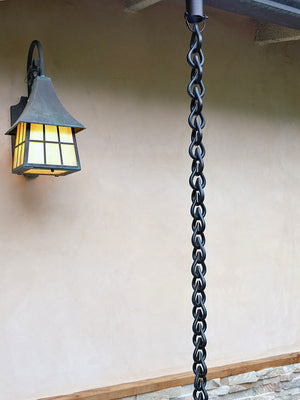 Black droplet rain chain with installation kit
