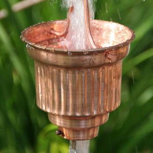 Copper Naoki Cups Rain Chain with water flowing through cup