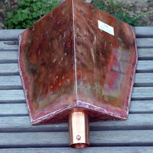 Corner copper Leaderhead for Rain Chains