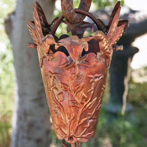 Cup style Hummingbird Theme Copper Rain Chain