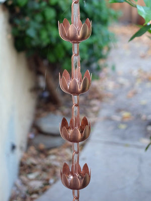 lily flower cups rain chain made of copper plated 304 stainless steel