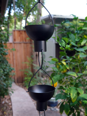 Black modern flower cup rain chain cups