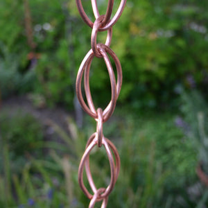 Close up image of Oval Loop Copper Rain Chain