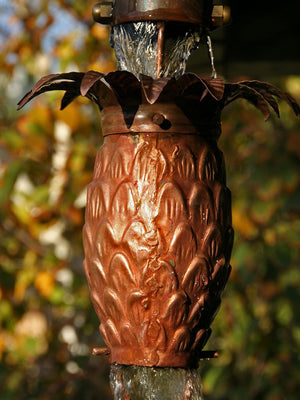 close up of Pineapple Theme Copper Rain Chain