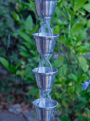 Multiple aluminum Shizuka Cups Rain Chain cups