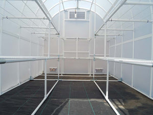 Solexx Gardener's Oasis Greenhouse interior shelving