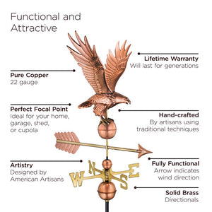 Freedom Eagle Weathervane - Pure Copper