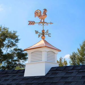 Square Coventry Vinyl Cupola with Rooster Weathervane