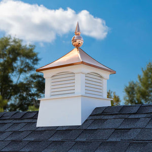 18" Square Coventry Vinyl Cupola with Avalon Copper Finial