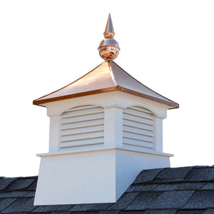18" Square Coventry Vinyl Cupola with Avalon Copper Finial