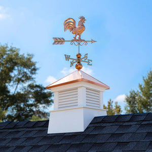 Square Manchester Vinyl Cupola with Rooster Weathervane