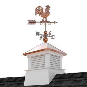 Square Manchester Vinyl Cupola with Rooster Weathervane