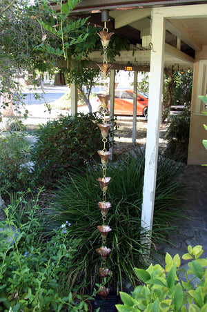 Mixed Petals Kanji Cups Rain Chain