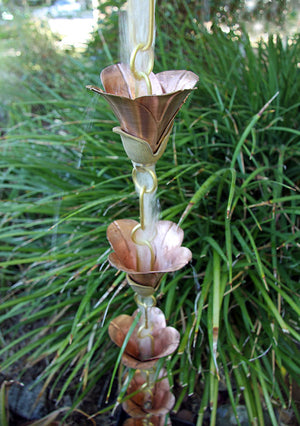 Mixed Petals Kanji Cups Rain Chain