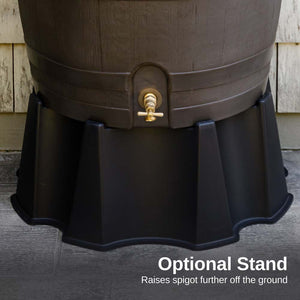 50 Gallon Wood Grain Rain Barrel with Flat Back