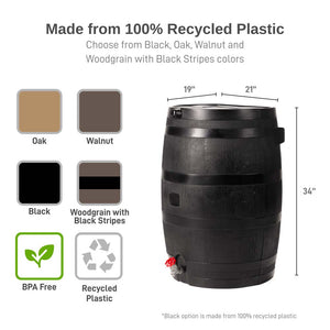 50 Gallon Eco Rain Barrel - 100% Recycled Material