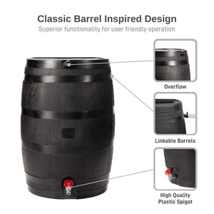 50 Gallon Eco Rain Barrel - 100% Recycled Material