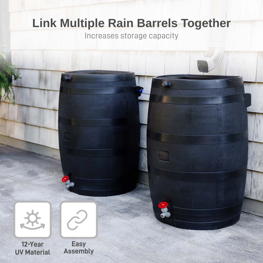 plastic barrels for planting RTS ECO Rain Barrel -Black 50 Gallon