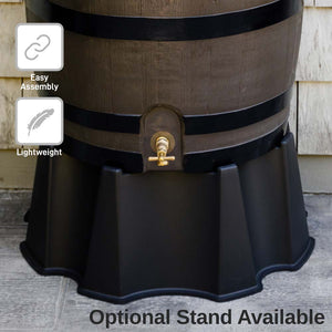 50 Gallon Wood Grain Rain Barrel with Flat Back