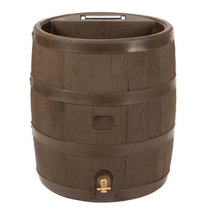 35 Gallon Wood Grain Rain Barrel with Planter