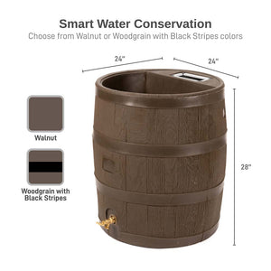35 Gallon Wood Grain Rain Barrel with Planter