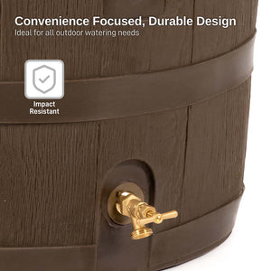 35 Gallon Wood Grain Rain Barrel with Planter
