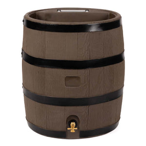 35 Gallon Wood Grain Rain Barrel with Planter