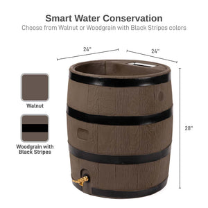 35 Gallon Wood Grain Rain Barrel with Planter