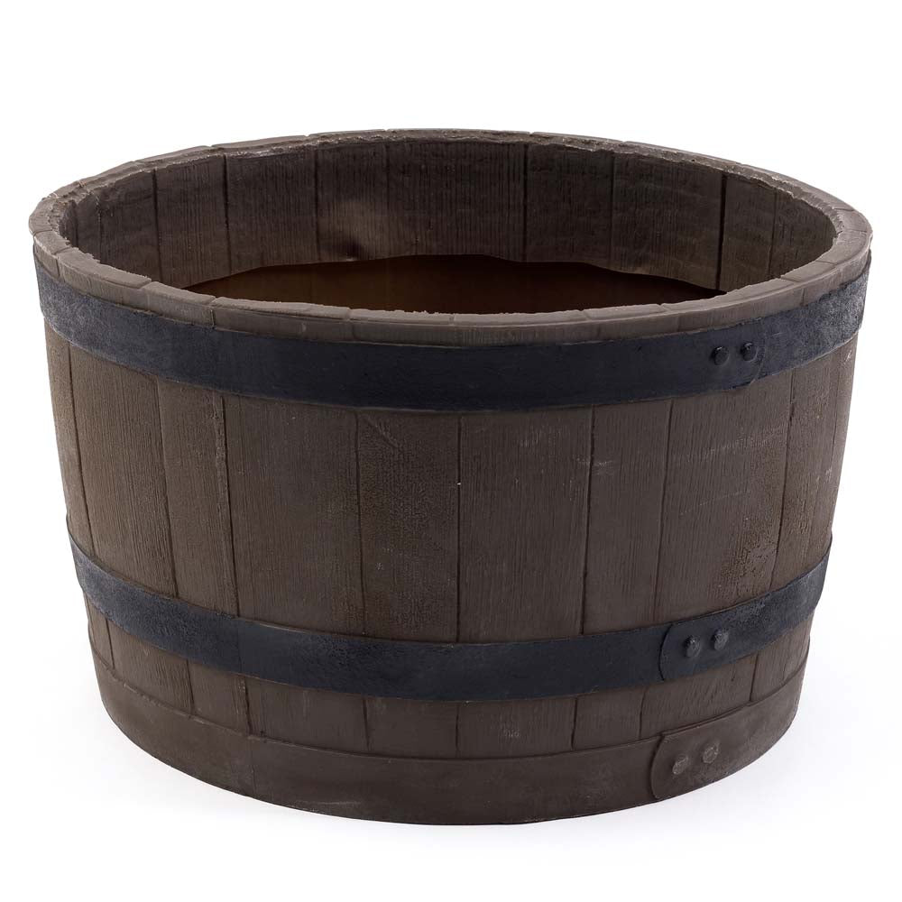 whiskey barrel plant pots Whiskey Barrel Planter - Woodgrain | Nutshell Stores
