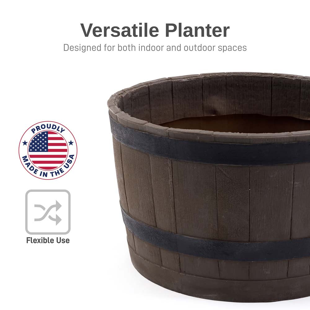 whiskey barrel planter plastic Whiskey Barrel Planter - Woodgrain | Nutshell Stores