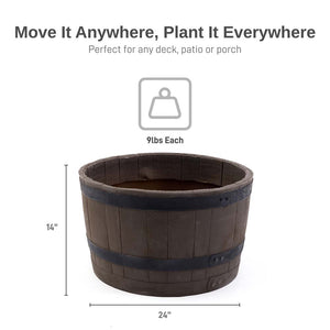 Whiskey Barrel Planter - Woodgrain