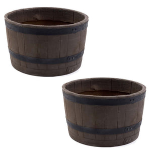 whiskey barrel plant pots Whiskey Barrel Planter - Woodgrain | Nutshell Stores