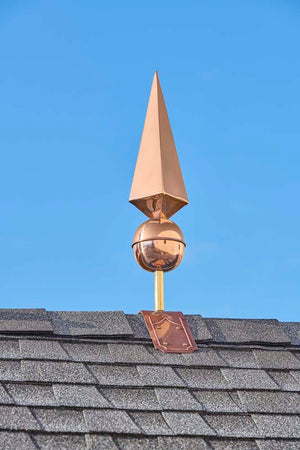 Lancelot Pure Copper Finial with Decorative Copper Roof Mount