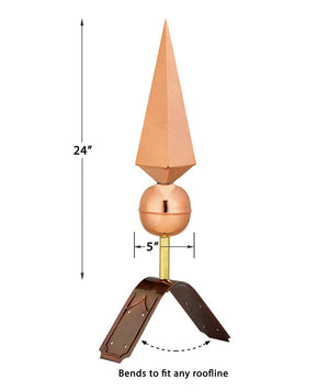 Lancelot Pure Copper Finial with Decorative Copper Roof Mount