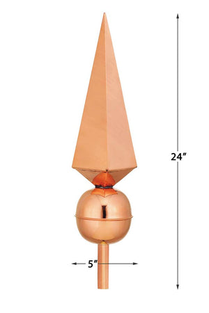 Lancelot Pure Copper Rooftop Finial with Roof Mount