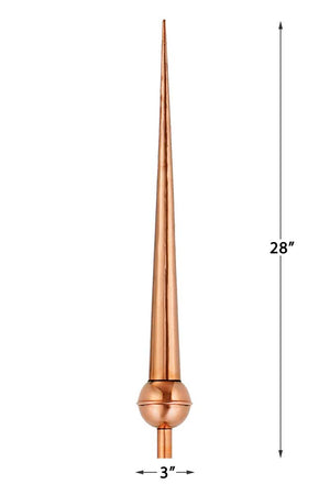 28" Gawain Pure Copper Rooftop Finial with Roof Mount