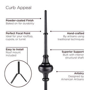 Modern Farmhouse 28" Morgana Aluminum Rooftop Finial with Roof Mount