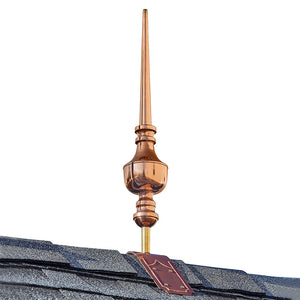 27" Victoria Pure Copper Finial with Decorative Copper Roof Mount