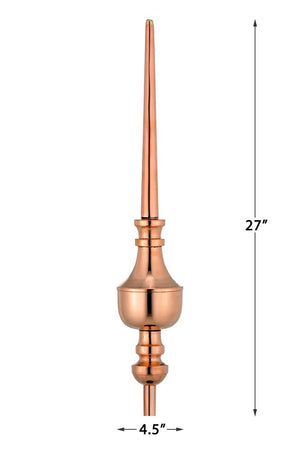 Victoria Pure Copper Rooftop Finial with Roof Mount